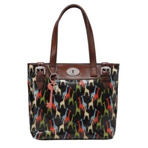 Fossil Vintage Giraffe Print Waterproof Tote Bag